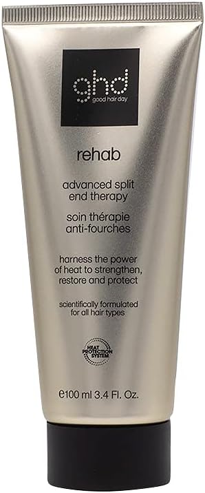 ghd Rehab Advanced Split End Therapy Serum Nourishing Hair Treatment Activated by Heat of Styling Tools Features ghd Heat Protection System