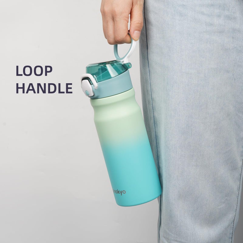 Konokyo Insulated Water Bottle with Straw and Carry Loop,18 oz Stainless Steel Double Wall Vaccum Metal Water Flask with Leak-proof Lid,Mint - Image 5