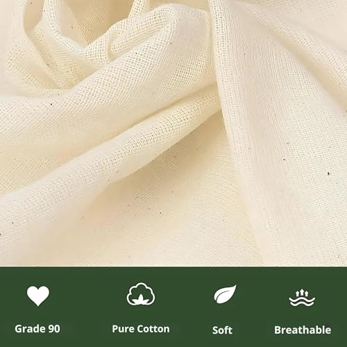 Hian Reusable Cheesecloth Set of 8, 17x17 Hemmed Unbleached Cotton – Washable, Durable Strainer for Nut Milk, Yogurt, Juice, Cheese, Baking & Multipurpose Kitchen Use - Image 3
