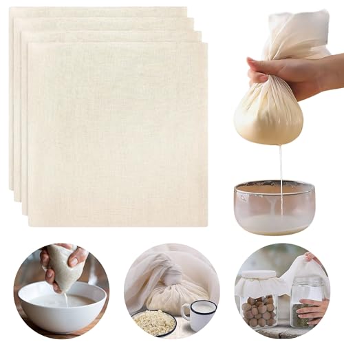 Hian Reusable Cheesecloth Set of 8, 17x17 Hemmed Unbleached Cotton – Washable, Durable Strainer for Nut Milk, Yogurt, Juice, Cheese, Baking & Multipurpose Kitchen Use - Image 1