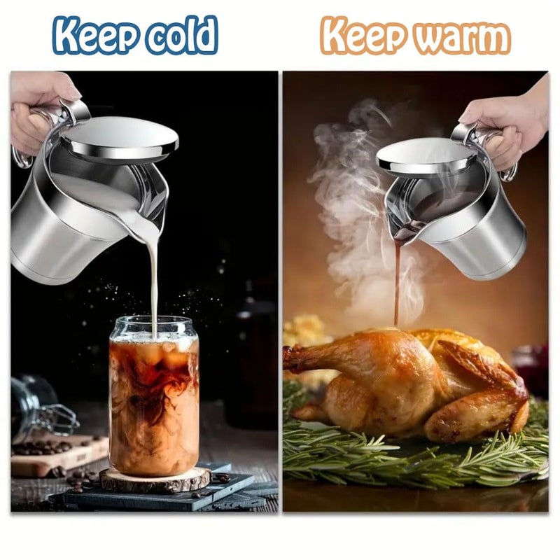 URONN Double Insulated Gravy Boat - Stainless Steel Sauce Jug with Hinged Lid - Image 5