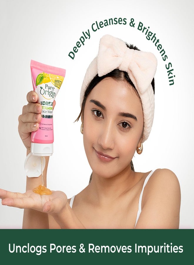 Pure Origin Korean Vitamin C Bright Boosting Face Wash & Serum | Face serum for Brightening & Face cleanser deep cleansing for Brighter, Glowing and soft skin | For women and men | For all skin type | 160 ml - Image 4