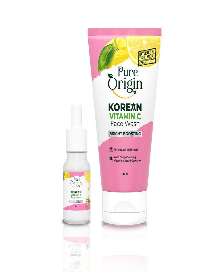 Pure Origin Korean Vitamin C Bright Boosting Face Wash & Serum | Face serum for Brightening & Face cleanser deep cleansing for Brighter, Glowing and soft skin | For women and men | For all skin type | 160 ml - Image 1