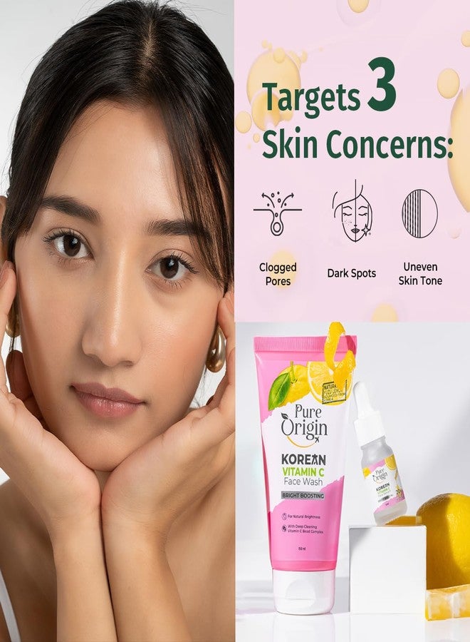 Pure Origin Korean Vitamin C Bright Boosting Face Wash & Serum | Face serum for Brightening & Face cleanser deep cleansing for Brighter, Glowing and soft skin | For women and men | For all skin type | 160 ml - Image 5