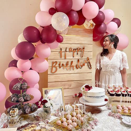SpecialYou.in Special You Birthday Decorations for Girls, Burgundy and Pink Balloons, Wine Color Maroon Balloons for Decoration, Birthday Decoration Kit for Baby Girl - Image 1