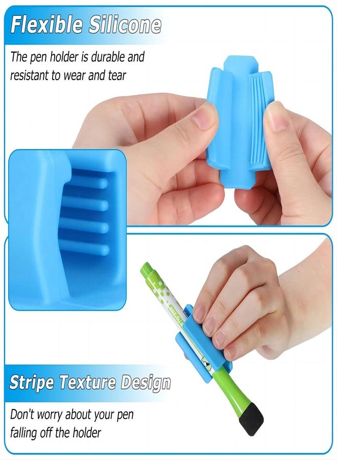 MovFlax 10 Packs Adhesive Pencil Holder for Desk Wall Mouted, Suitble for pen 7-13mm, Silicone Pen Holder for Clipboard, Classroom and Desk Organizer (Multicolor) - Image 5