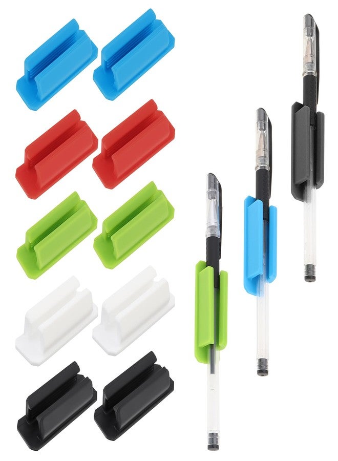 MovFlax 10 Packs Adhesive Pencil Holder for Desk Wall Mouted, Suitble for pen 7-13mm, Silicone Pen Holder for Clipboard, Classroom and Desk Organizer (Multicolor) - Image 1