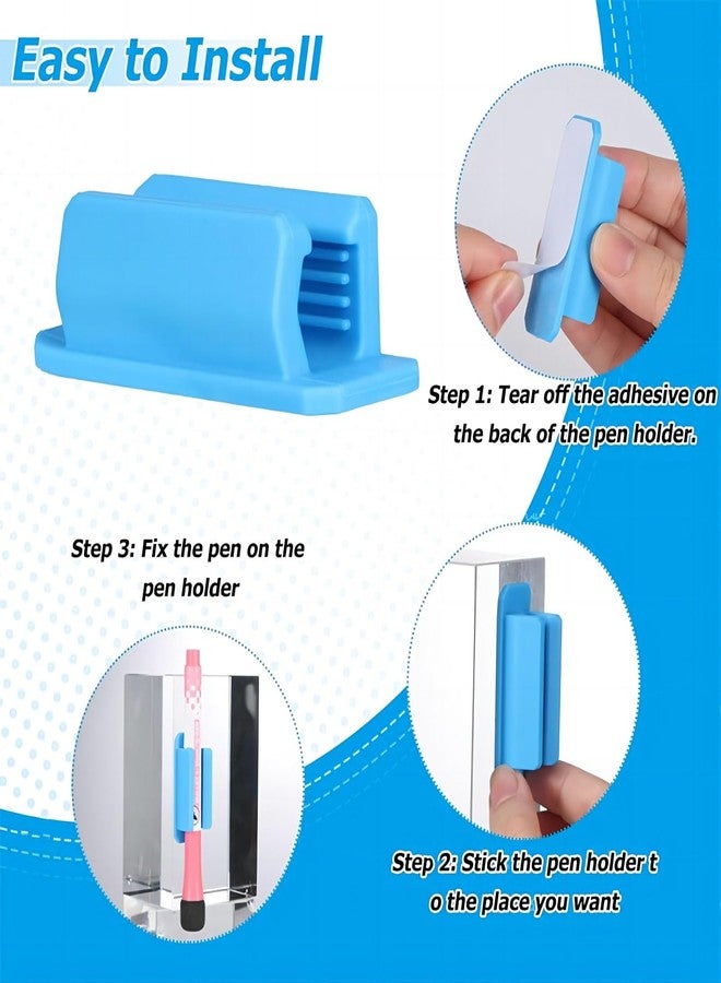 MovFlax 10 Packs Adhesive Pencil Holder for Desk Wall Mouted, Suitble for pen 7-13mm, Silicone Pen Holder for Clipboard, Classroom and Desk Organizer (Multicolor) - Image 4