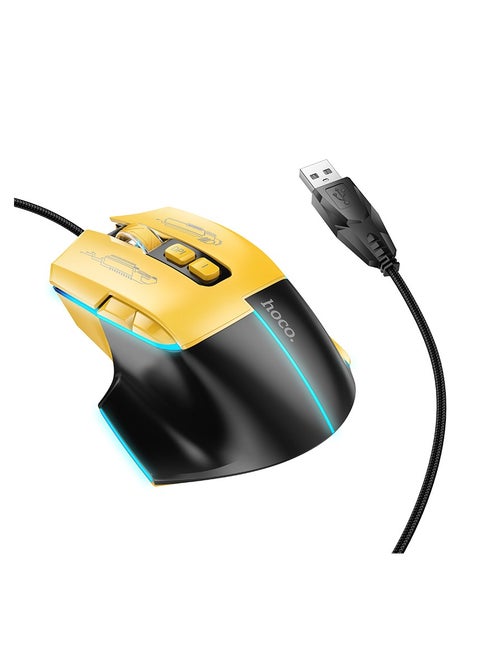 hoco GM31 Overlord Luminous Gaming Wired Mouse – Adjustable DPI, 7 Buttons, Durable Design