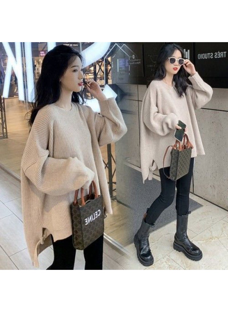 Generic - Fashionable Street Style Pure Color Maternity Wear Set Autumn Winter Top Reduction Wool Clothes Autumn Winter Street Style Blue - Image 1