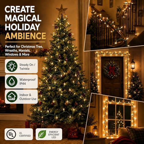 TW SHINE Warm White Christmas Lights Outdoor, 20FT 100 Count Incandescent Christmas Light Indoor, Waterproof Christmas Tree String Lights for Xmas Decorations - Image 5