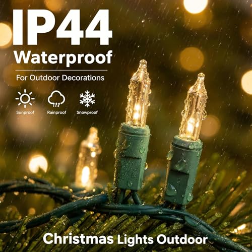 TW SHINE Warm White Christmas Lights Outdoor, 20FT 100 Count Incandescent Christmas Light Indoor, Waterproof Christmas Tree String Lights for Xmas Decorations - Image 4