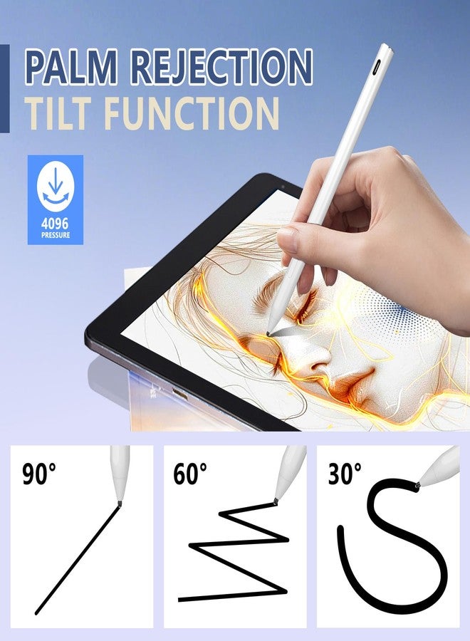 EVACH قلم EVACH القابل لإعادة الشحن MPP 2.0 القابل للإمالة لأجهزة الكمبيوتر المحمولة التي تعمل باللمس 2 في 1 من HP، قلم ستايلس رقمي أصلي لأجهزة HP Envy X360/Pavilion X360/Spectre X360 مع حساسية ضغط 4096 ورفض راحة اليد، أبيض - Image 5