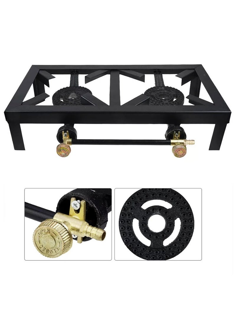 A TO Z Heavy Duty, Durable Black Cast Iron Gas Burner Stove – 2 Burners – Ideal for Indoor and Outdoor Use – 48x25cm  - Image 2
