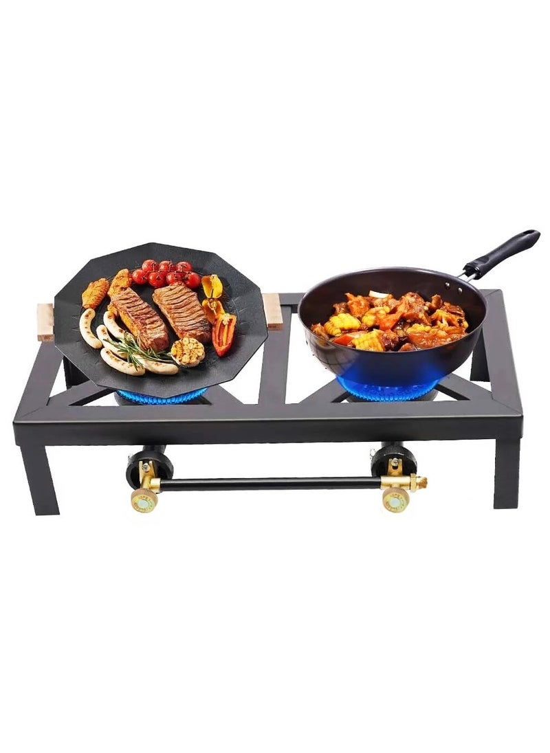 A TO Z Heavy Duty, Durable Black Cast Iron Gas Burner Stove – 2 Burners – Ideal for Indoor and Outdoor Use – 48x25cm  - Image 3