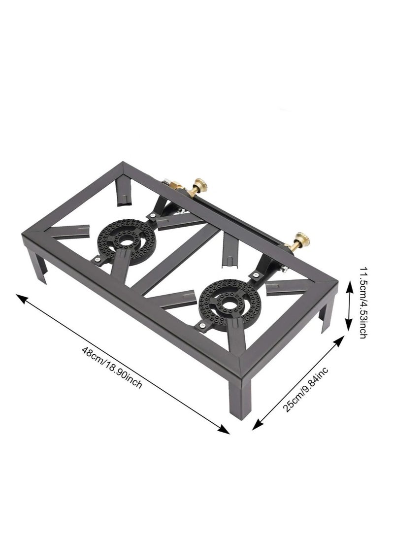 A TO Z Heavy Duty, Durable Black Cast Iron Gas Burner Stove – 2 Burners – Ideal for Indoor and Outdoor Use – 48x25cm  - Image 4