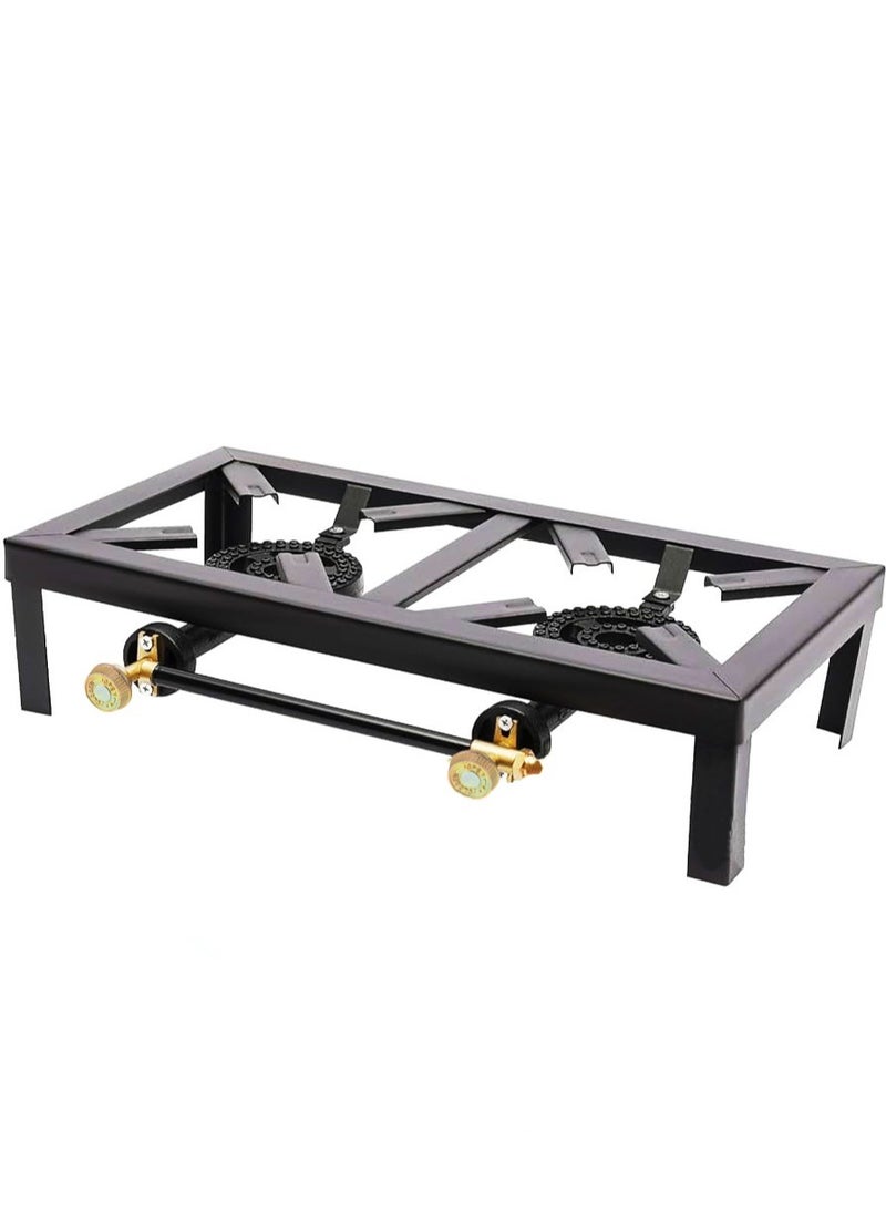 A TO Z Heavy Duty, Durable Black Cast Iron Gas Burner Stove – 2 Burners – Ideal for Indoor and Outdoor Use – 48x25cm  - Image 5
