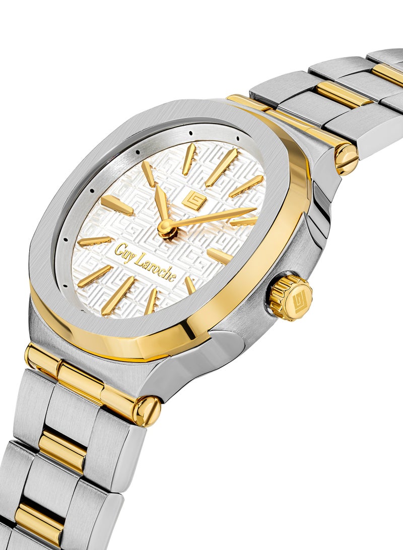 Guy Laroche Charlie Watch for Women with Silver and Gold Stainless Steel Bracelet 33 mm 5 Atm  - Image 2