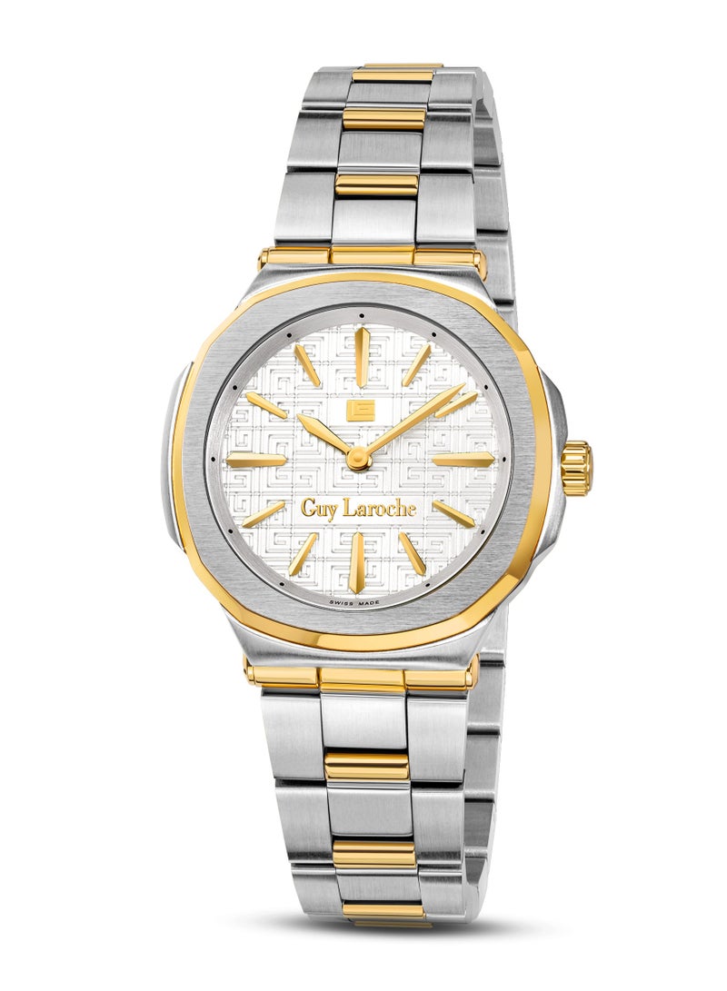 Guy Laroche Charlie Watch for Women with Silver and Gold Stainless Steel Bracelet 33 mm 5 Atm  - Image 1