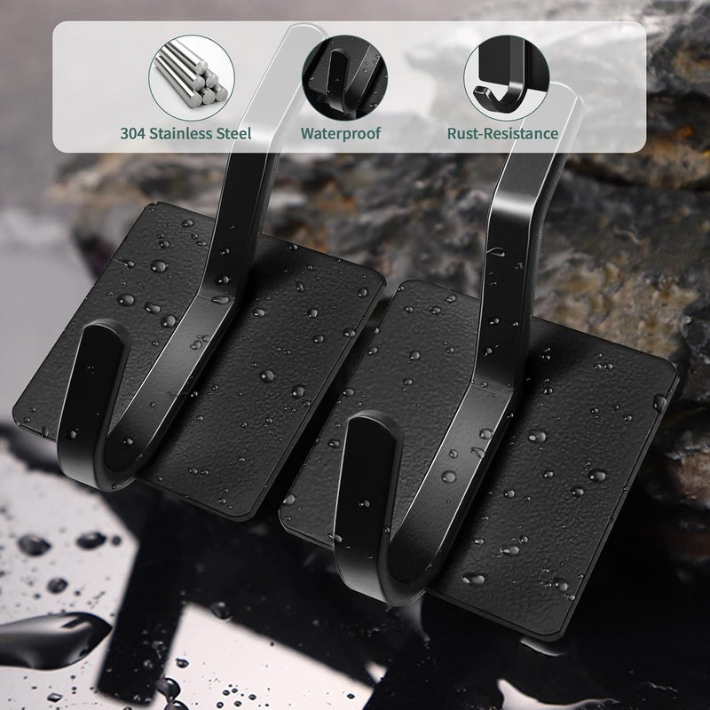 Heavy Duty Self Adhesive Wall Hooks - Black (7 Pack ) - Image 2