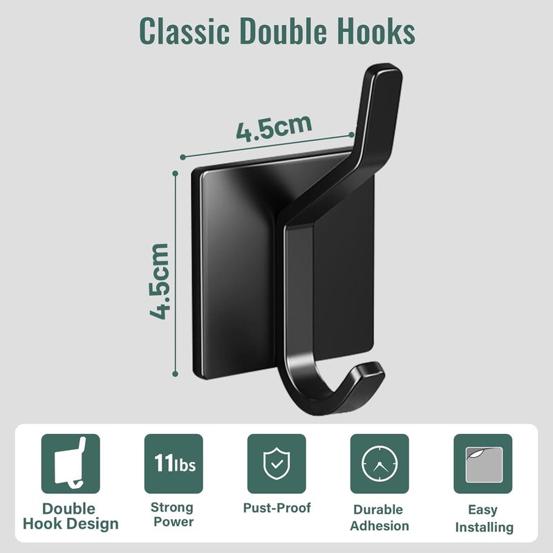 Heavy Duty Self Adhesive Wall Hooks - Black (7 Pack ) - Image 3