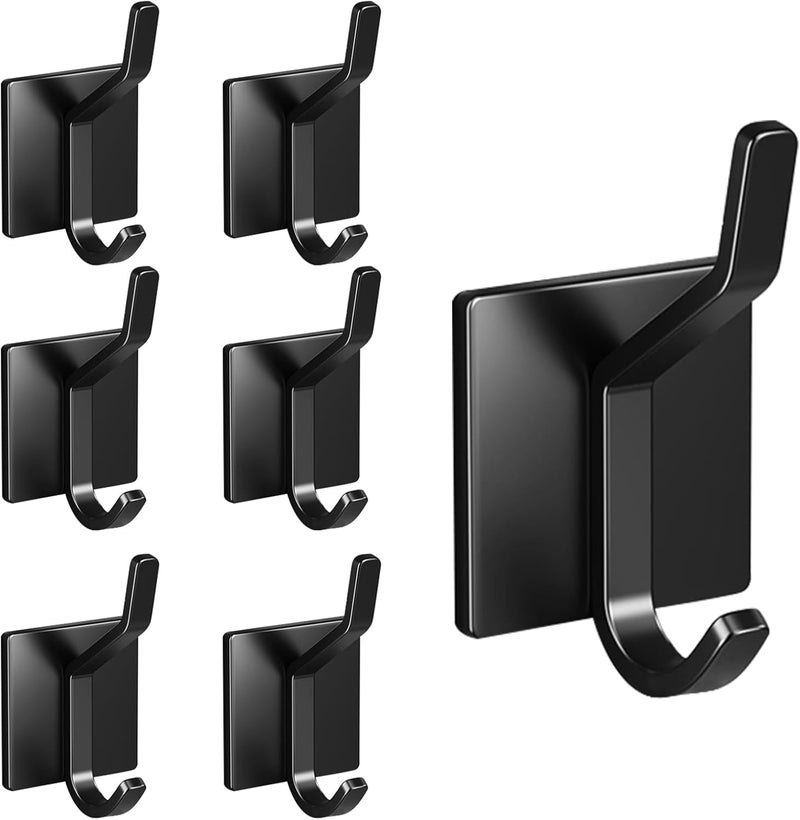 Heavy Duty Self Adhesive Wall Hooks - Black (7 Pack ) - Image 1