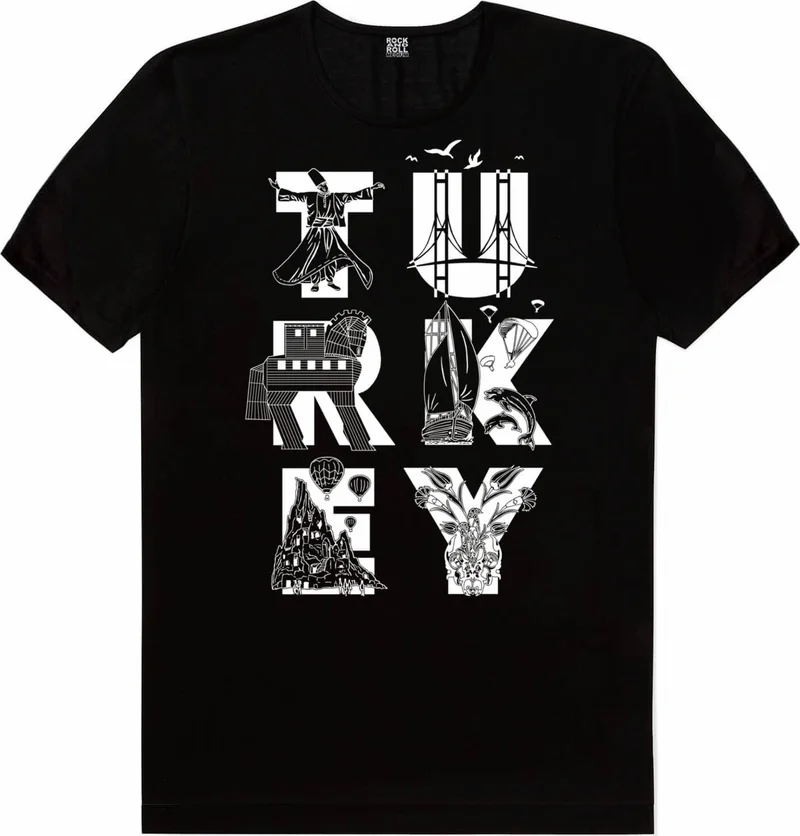 روك اند رول Turkey Letters Black Short Sleeve Women's T-Shirt