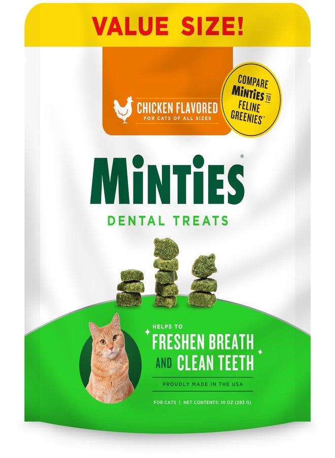 Minties Dental Treats for Cats, Chicken Flavored Cat Dental Treats, Freshens Breath and Controls Tartar, 10oz - Image 1