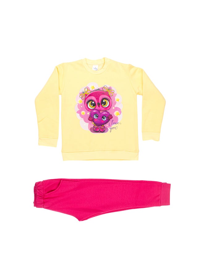 Papillon Girl Melton Printed Winter Pajama Set