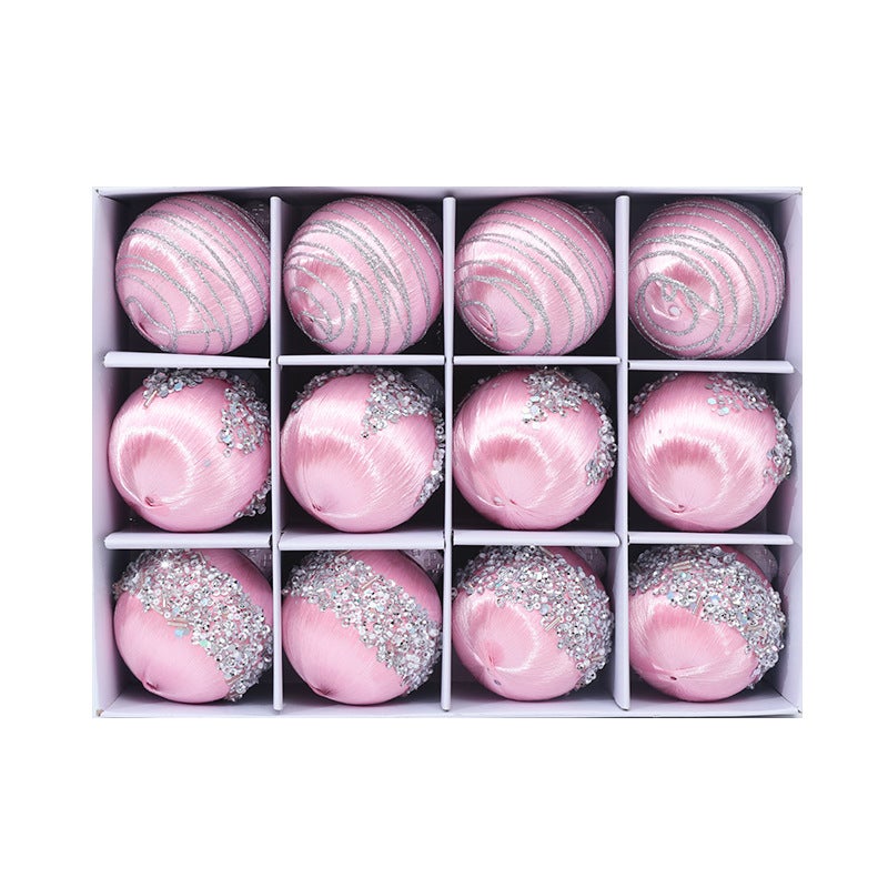 2024 Christmas Silk Ornaments, Tree Decoration Balls shallow powder 