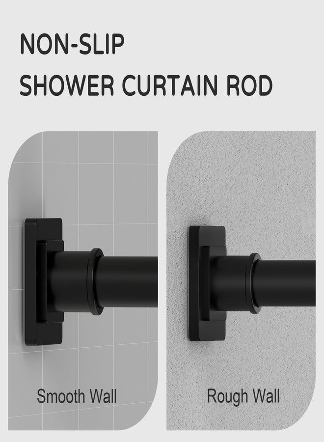 UIOSANRT Tension Shower Curtain Rod 31-68 Inches Non-Slip Shower Rod Tension Mounted No Drill Black Shower Curtain Rods Spring Tension Rod Adjustable Tension Curtain Rod for Windows Bathroom - Image 2