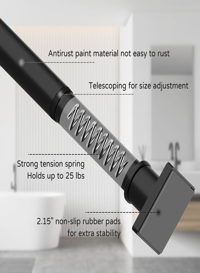 UIOSANRT Tension Shower Curtain Rod 31-68 Inches Non-Slip Shower Rod Tension Mounted No Drill Black Shower Curtain Rods Spring Tension Rod Adjustable Tension Curtain Rod for Windows Bathroom - Image 3