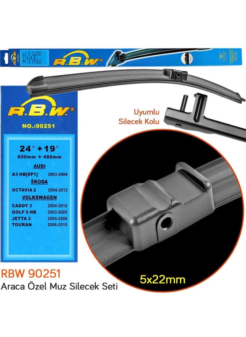 RBW 90251 Skoda Octavia 2 Hb/Sw 2004-2012 Front Wiper Set  - Image 3
