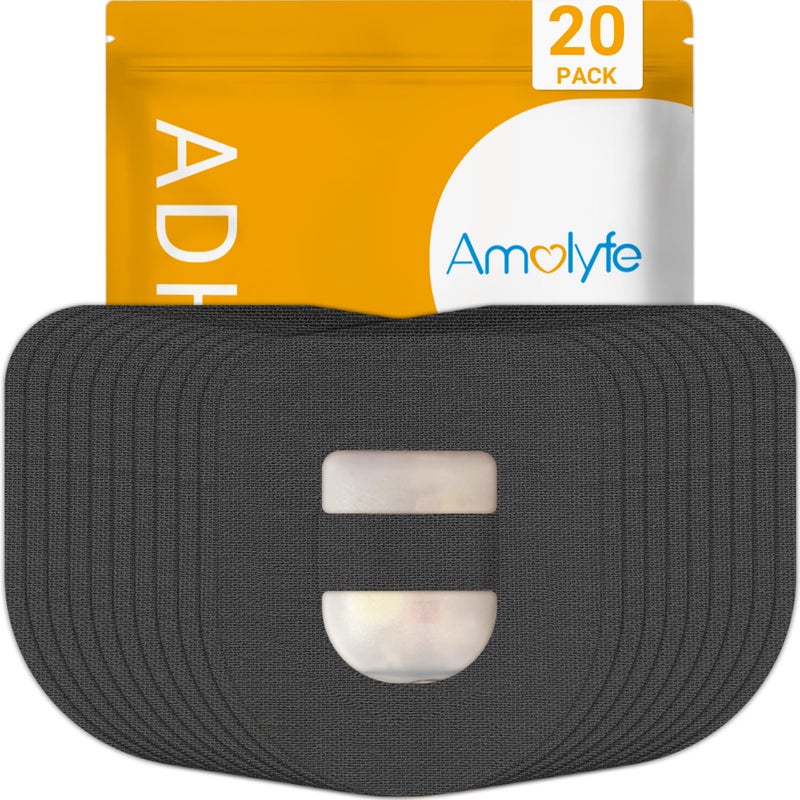 Omnipod 5 Overpatches 20 Pack Amolyfe Omnipod 5 Adhesive Patches Waterproof with Stretchable Strap Optimized Split Backing for Easy Use Breathable Medical Adhesive Black