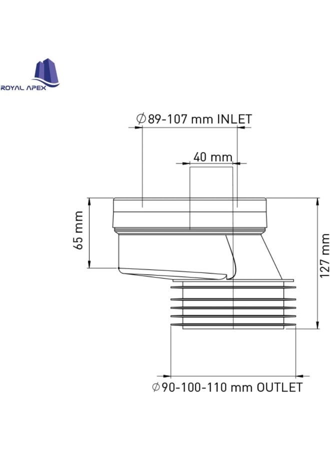 Royal Apex High Quality Pp Wc Eccentric Connector Pan Connector For Toilet Offset 40 Mm - Image 2