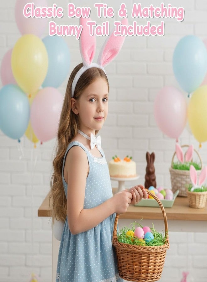 Patpat مجموعة باتبات® المكونة من 3 قطع: طوق شعر على شكل آذان أرنب، إكسسوارات أرنب مع ربطة عنق بيضاء وذيل، طوق رأس وردي ناعم على شكل آذان أرنب، إكسسوارات أزياء أرنب للأطفال والمراهقين، مناسبة للهالوين والحفلات والتنكر، وعيد الفصح - Image 3