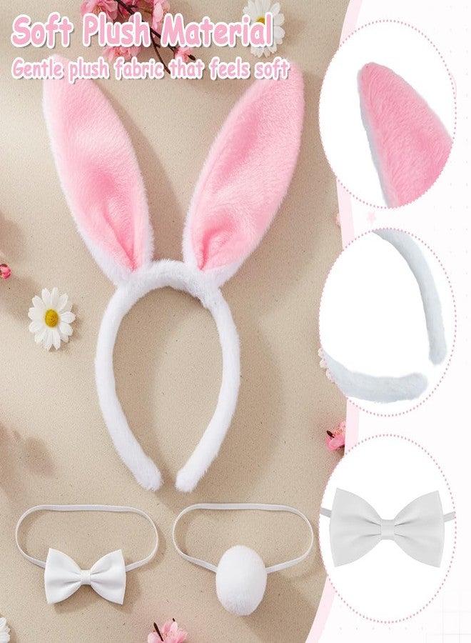 Patpat مجموعة باتبات® المكونة من 3 قطع: طوق شعر على شكل آذان أرنب، إكسسوارات أرنب مع ربطة عنق بيضاء وذيل، طوق رأس وردي ناعم على شكل آذان أرنب، إكسسوارات أزياء أرنب للأطفال والمراهقين، مناسبة للهالوين والحفلات والتنكر، وعيد الفصح - Image 4