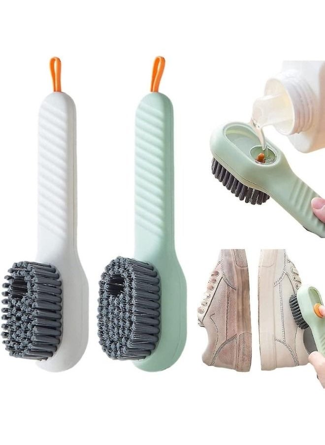 Generic - 2PCS Multi-functional shoe brush with box Automatic multi-color liquid long-handled cleaning brush - Image 1