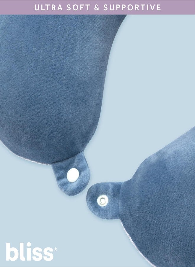 Bliss Neck Pillow - Lightweight U-Shaped Memory Foam Travel Neck Pillow with Snap Closure for Airplanes, Traveling, Offices, Cars, Coastal Blue Fleece - Image 5