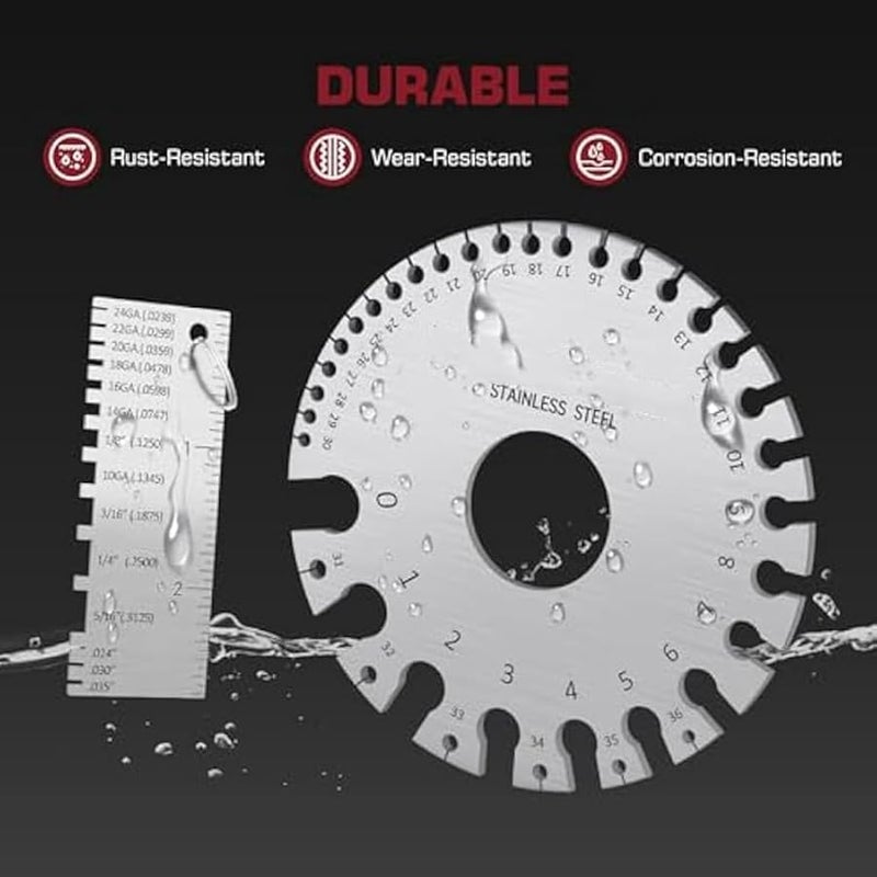 أداة قياس سلك الفولاذ المقاوم للصدأ مجموعة أدوات قياس سمك الصفائح المعدنية ذات الوجهين - Image 5