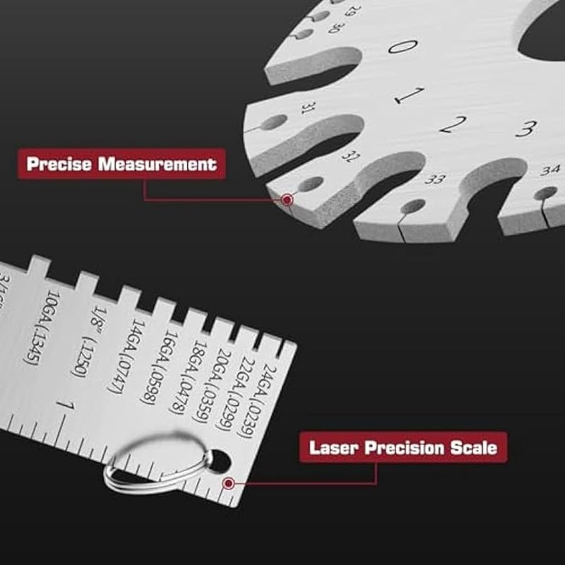 أداة قياس سلك الفولاذ المقاوم للصدأ مجموعة أدوات قياس سمك الصفائح المعدنية ذات الوجهين - Image 3