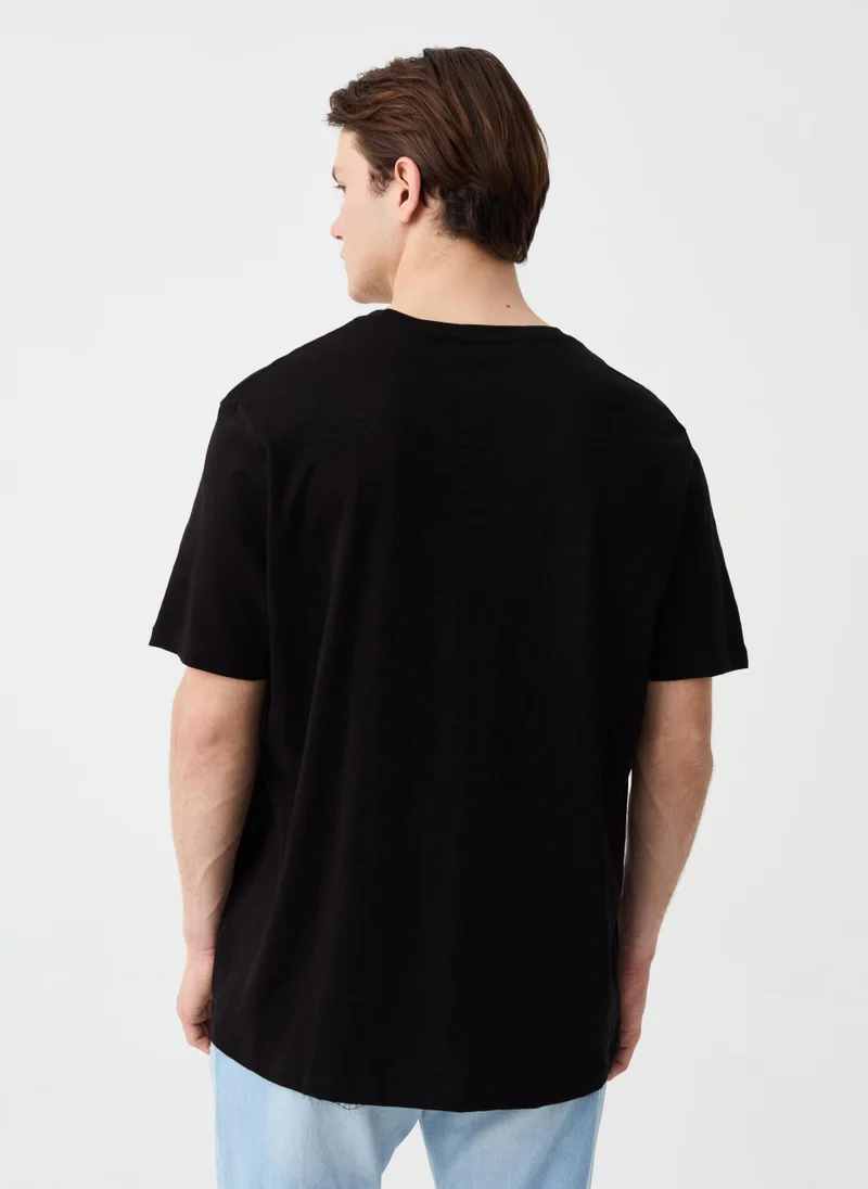 Ovs Ovs Round-Neck T-Shirt In Jersey Slub