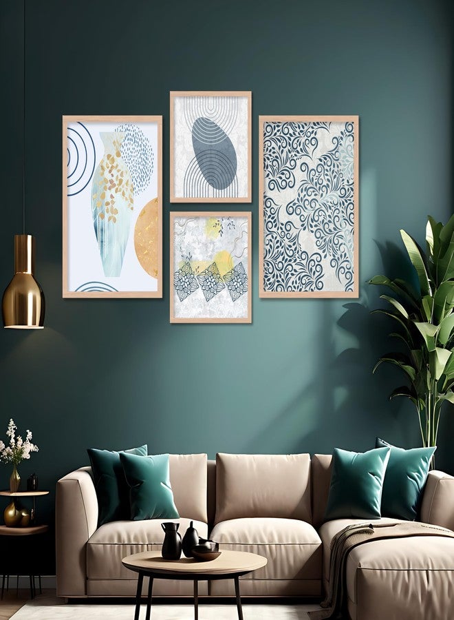 ARTELLY Modern Art Paintings Set of 4 Framed Paintings for Wall Decoration, Bedroom - Decorative Frame For Wall Decor Posters for Living Room - Big Size Wall Paintings Home Gifts Items (Art Deco, 5) - Image 1
