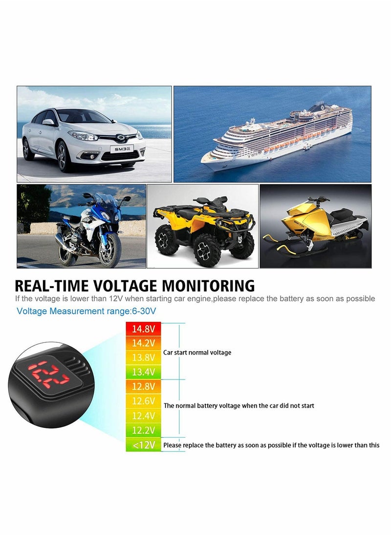 Excefore - Motorcycle USB Phone Charger 6.8A, QC3.0 Fast Charging Dual Port, SAE to USB Adapter with Voltmeter ON/Off Switch Fuse Waterproof Quick Disconnect Plug for Smart Phone Tablet GPS 7/8inch Handlebar - Image 1