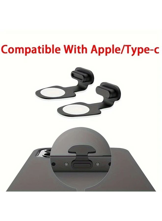 قطعتان سدادات غبار سوداء مضيئة مضادة للضياع لمنفذ شحن أبل ونوع سي - Image 4