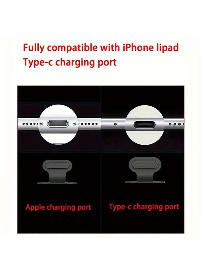 قطعتان سدادات غبار سوداء مضيئة مضادة للضياع لمنفذ شحن أبل ونوع سي - Image 5