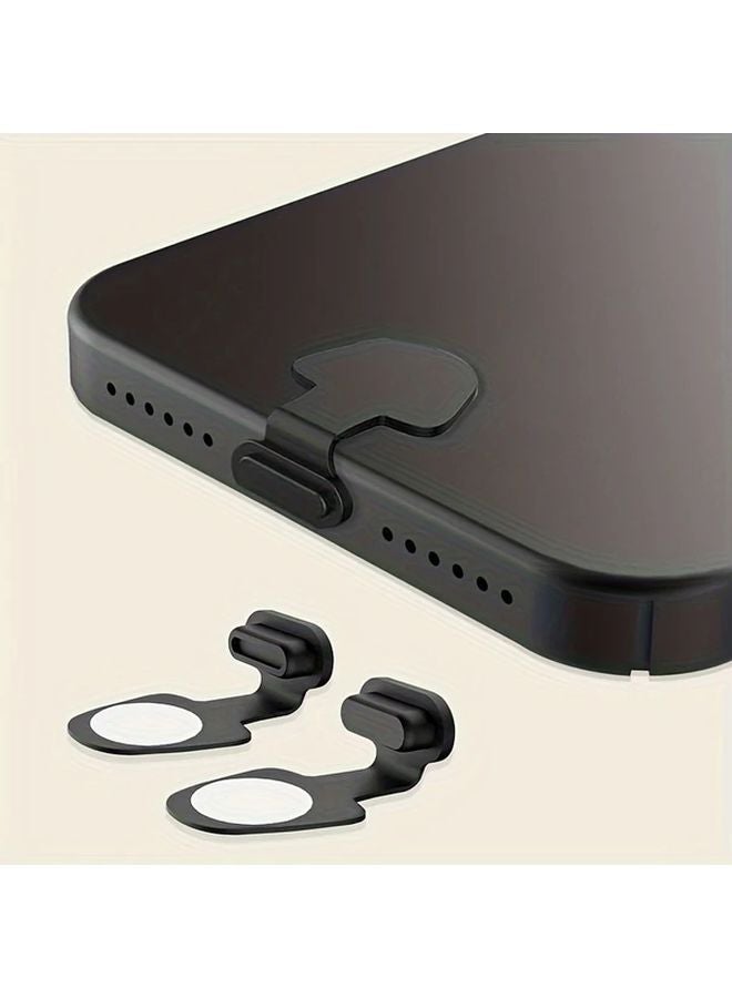 قطعتان سدادات غبار سوداء مضيئة مضادة للضياع لمنفذ شحن أبل ونوع سي - Image 2