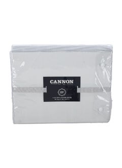 Cannon 2-Piece Premium Quality Cotton Stripe Twin Fitted Bedsheet Set White 5 x 30 x 25 cm CN T2PCFTDS-WHTD  - Image 1