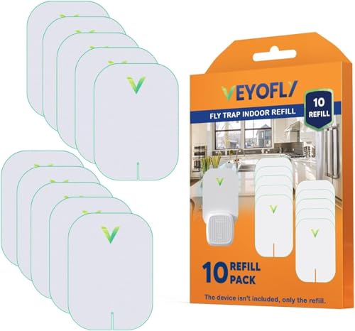 VEYOFLY Gnat Traps for House Indoor Refill, Fly Trap Indoor, Fruit Fly Traps for Indoors, Fly Catcher Indoor, Fly Trap, Plug in Catch for Fruit Flies, Moths, Gnats, Mosquito Trap (Pack of 10 Refills) - Image 1
