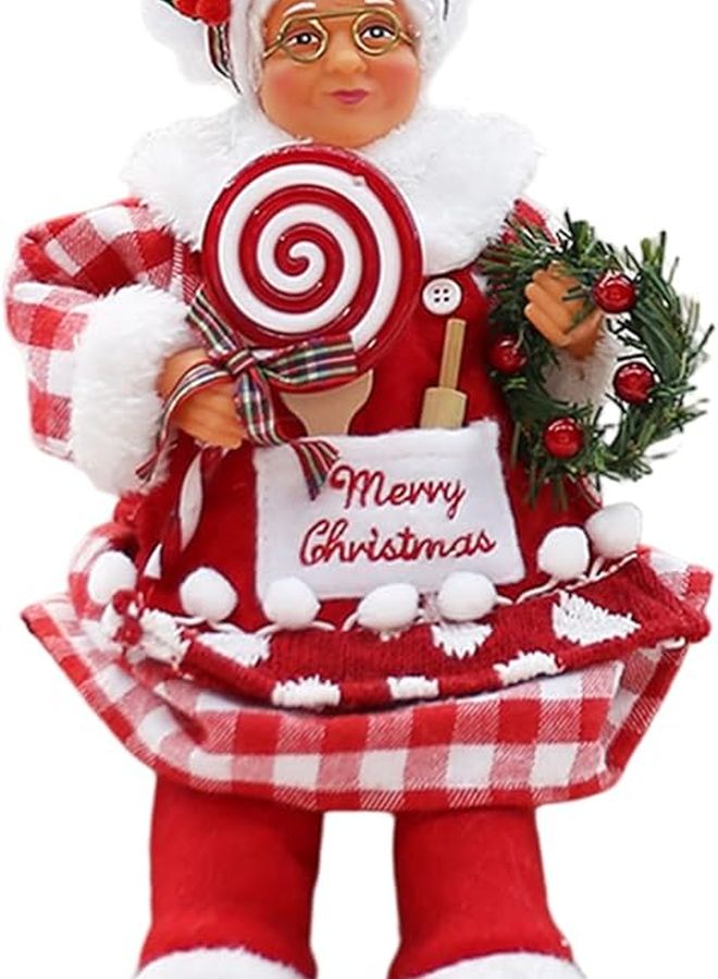 Grandma Chef Santa Figurine Cute Christmas Decoration with Hat and Apron for Kitchen Table Home Living Room - Image 2